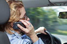 Driver talking on cell phone