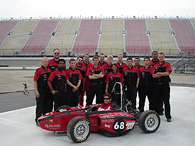 The Rutgers Formula racing team at the Michigan International Speedway. one of the two big competitions the team travels to every year.