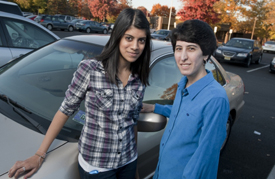 School of Arts and Science student Megha Desai, left, commutes to campus to save money. With her is Susan Romano, who heads up student involvement and commuter life.