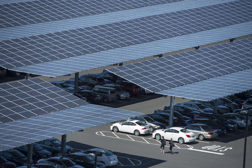 Solar canopy over Yellow Lot