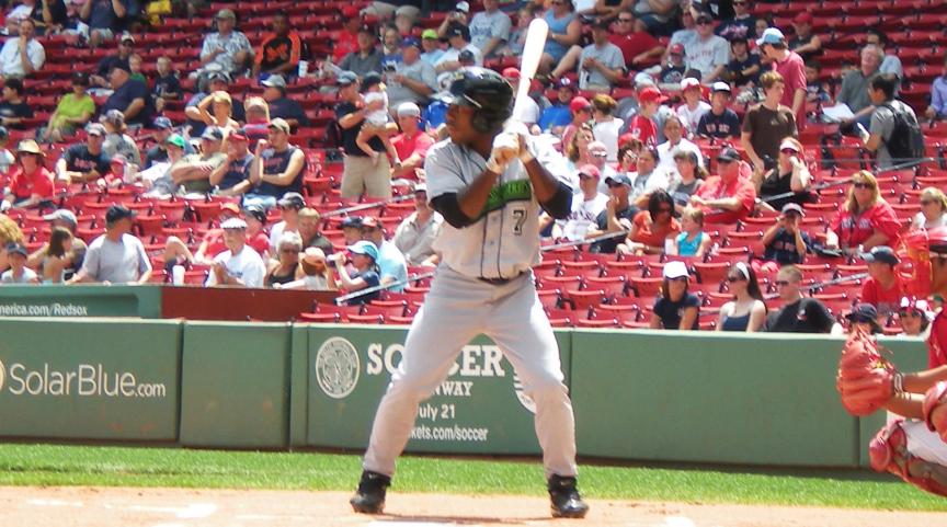 Image of Harold Brantley batting in the minor leagues