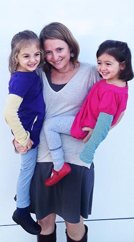 Image of Claire Sathe with her two daughters