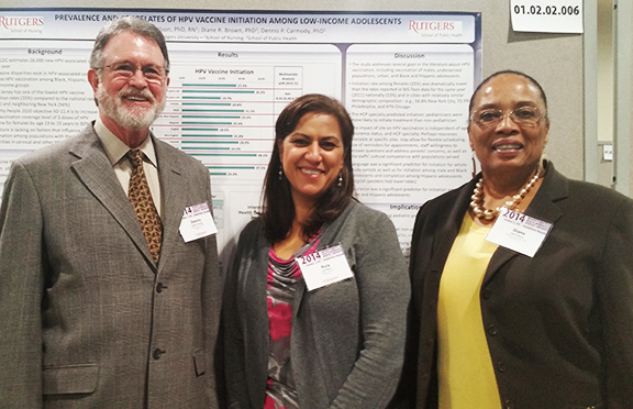 Image of Rula Btoush, center, with research team members Dennis Carmody and Diane Brown