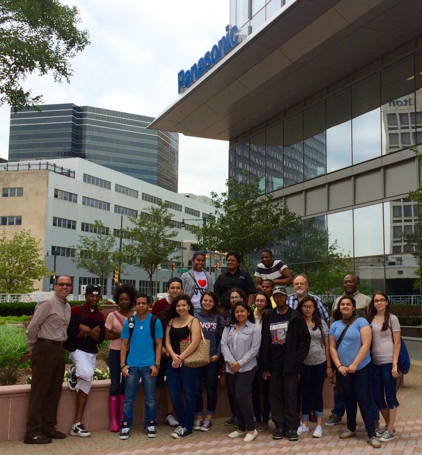 Newark high school students at Panasonic's headquarters