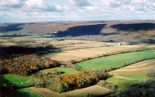 Aerial view of Weiss's 342-acre farm