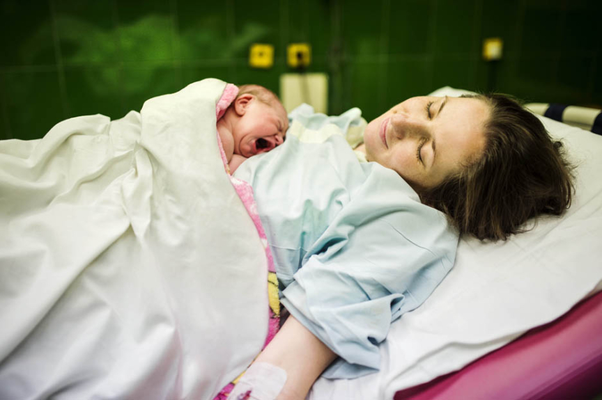 Mother with newborn.