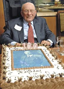 Norman Reitman, one of Rutgers' oldest alumni, at a celebration for his 100th birthday in 2012.