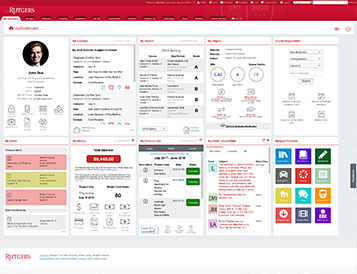 Rutgers Today, Rutgers news - New Tools and Facilities Greet Students, Faculty and Alumni This Fall, screenshot of new myRutgers portal dashboard