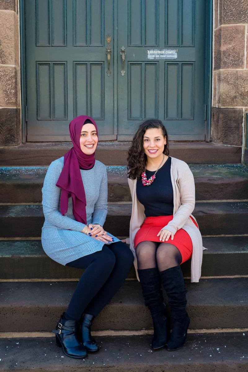 Rutgers Today, Rutgers news - Teaching While Muslim, two GSE alum pose for photos outside