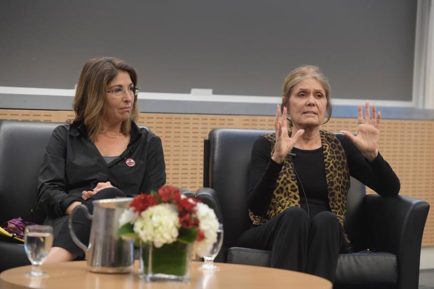 Naomi Klein and Gloria Steinem at Rutgers University–New Brunswick, Sept. 21, 2018