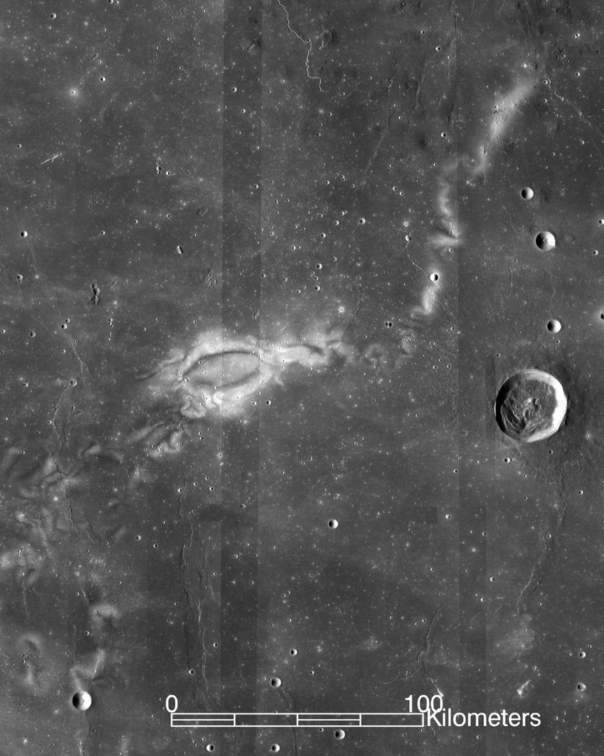 This is an image of the Reiner Gamma lunar swirl from NASA's Lunar Reconnaissance Orbiter.