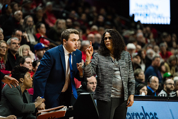 Brian Shank and Rutgers Women's Basketball Coach C.Vivian Stringer