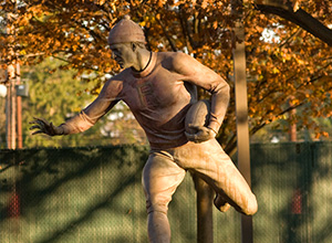 Statue of the first Rutgers football player