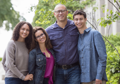 Holloway with his wife, Aisling, and their two children, Emerson, left, and Ellison.