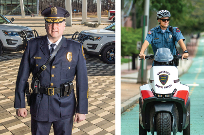 Kenneth Cop, left, the director of public safety at Rutgers and chief of the Rutgers University Police Department, Andrew Santos, right, a civilian security officer with the department