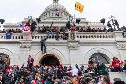 Protesters seen all over Capitol building where pro-Trump supporters riot and breached the Capitol