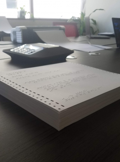 a sheet of braille music