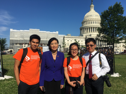 Andrew Peng with Rep. Judy Chu (D-California), Tauheed Islam (left) and Linh Nguyen (right).