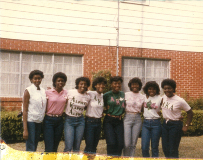 Valerie Johnson, third from left, and her AKA sisters in 1984 in a photo