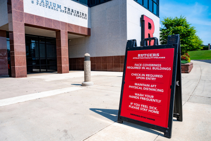 The Hale Center with COVID signage.