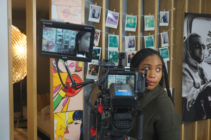 Shaniyah Bernabela behind the camera while filming her senior thesis, "Drifted."