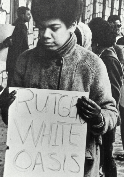 Black Rutgers student protesting