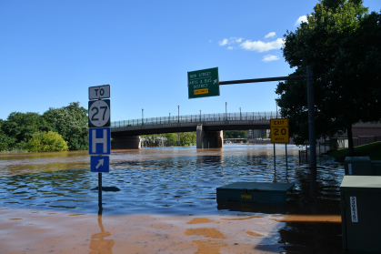 Flooding on Route 18 in New Brunswick from Ida.