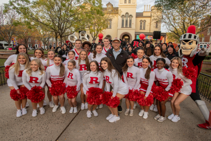 President Holloway with the pep squad