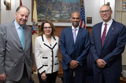 Left to right, Thomas H. Kean, former governor of New Jersey; Joan T.A. Gabel, president of the University of Minnesota; and Rajiv Vinnakota, president of the Institute for Citizens and Scholars. 