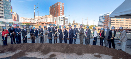 Groundbreaking crowd at the New Jersey Innovation and Technology Hub in New Brunswick.