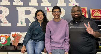 Asian American Cultural Center staff, from left, Naima Chowdhury, assistant director, Om Patil, a senior intern, and Jacob Chacko, director.