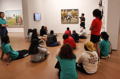 students of the AMARD&V program during a presentation at Zimmerli Art Museum