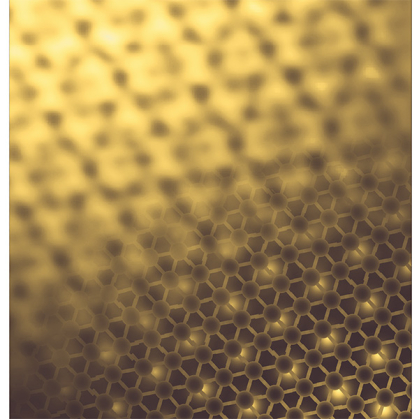 Patterns of black and gold that resemble tiling.