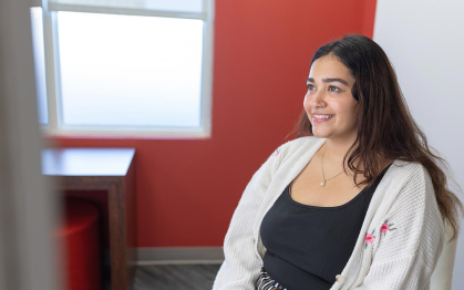 Anannya N. Bhagwat, a graduate student pursuing a master's degree in user experience design, smiles for the camera.