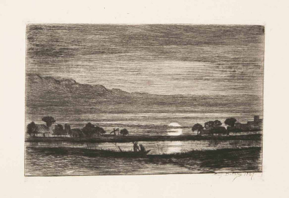 “Moonrise,” an 1867 etching on paper by Auguste-Marie Delâtre, is part of the Zimmerli Art Museum’s collection at Rutgers.