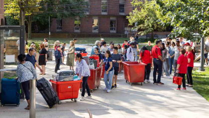 Move-in day at the Honors College is a student and family affair.
