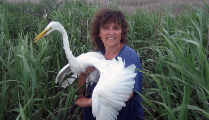 Joanna Burger with Egret