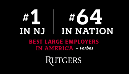 White Text on Black Background that says Rutgers is #1 in NJ #64 in the nation