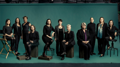 11 women scholars at Rutgers pose for photo shoot