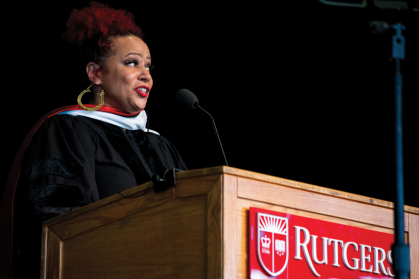Nikole Hannah-Jones, speaks at commencement at the Freedom Mortgage Pavilion in Camden.