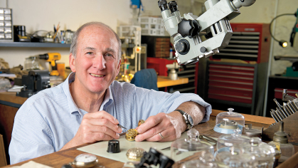 Robert L. Barchi at work bench at Philadelphia home