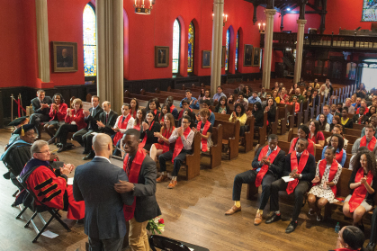 May 6 ceremony to celebrate the accomplishments of the inaugural class of Rutgers Future Scholars, held at Kirkpatrick Chapel at Rutgers–New Brunswick.