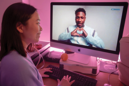 Two students on a video call.