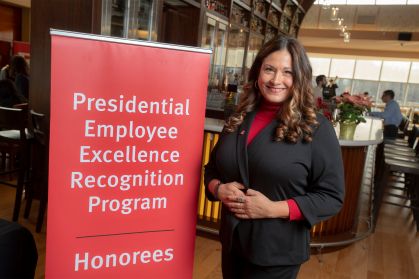 Sasha Taner, Gateway Service to Students award recipient poses for a photo at the Presidential Employee Excellence Recognition Awards held at the Rutgers Club
