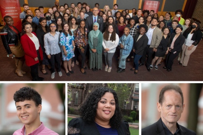 At a welcoming event held in May for the Rutgers Summer Service Internship Initiative, Rutgers president Jonathan Holloway greeted many of the students participating in the inaugural cohort.