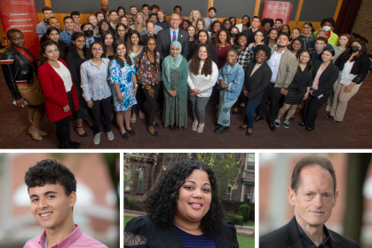 At a welcoming event held in May for the Rutgers Summer Service Internship Initiative, Rutgers president Jonathan Holloway greeted many of the students participating in the inaugural cohort.