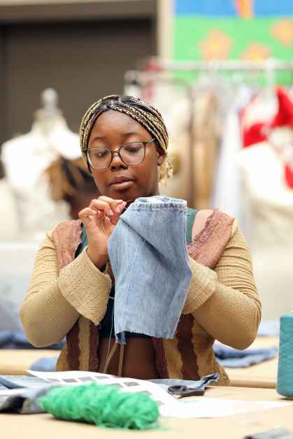 Student sewing