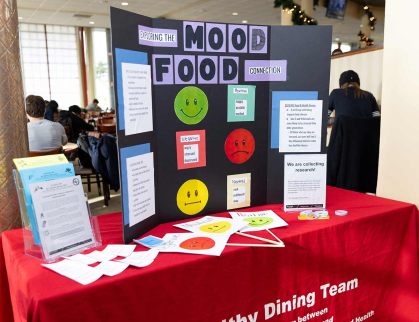 The display for a study on the connection between how one's mood may affect food choices was set up in Neilson Dining Hall in December.