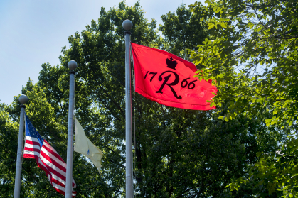 The Rutgers, New Jersey, and United States flags