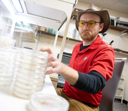 At his research lab in Millville, scientist Timothy Waller studies plant insect pests and soil pathogens causing crown and root rot diseases.